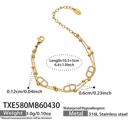 B廠【TXP580】歐美輕奢日字滿鑽鋯石Y字流蘇項鍊手鍊雙層疊戴套裝不銹鋼鍍18k金
 26.05-2