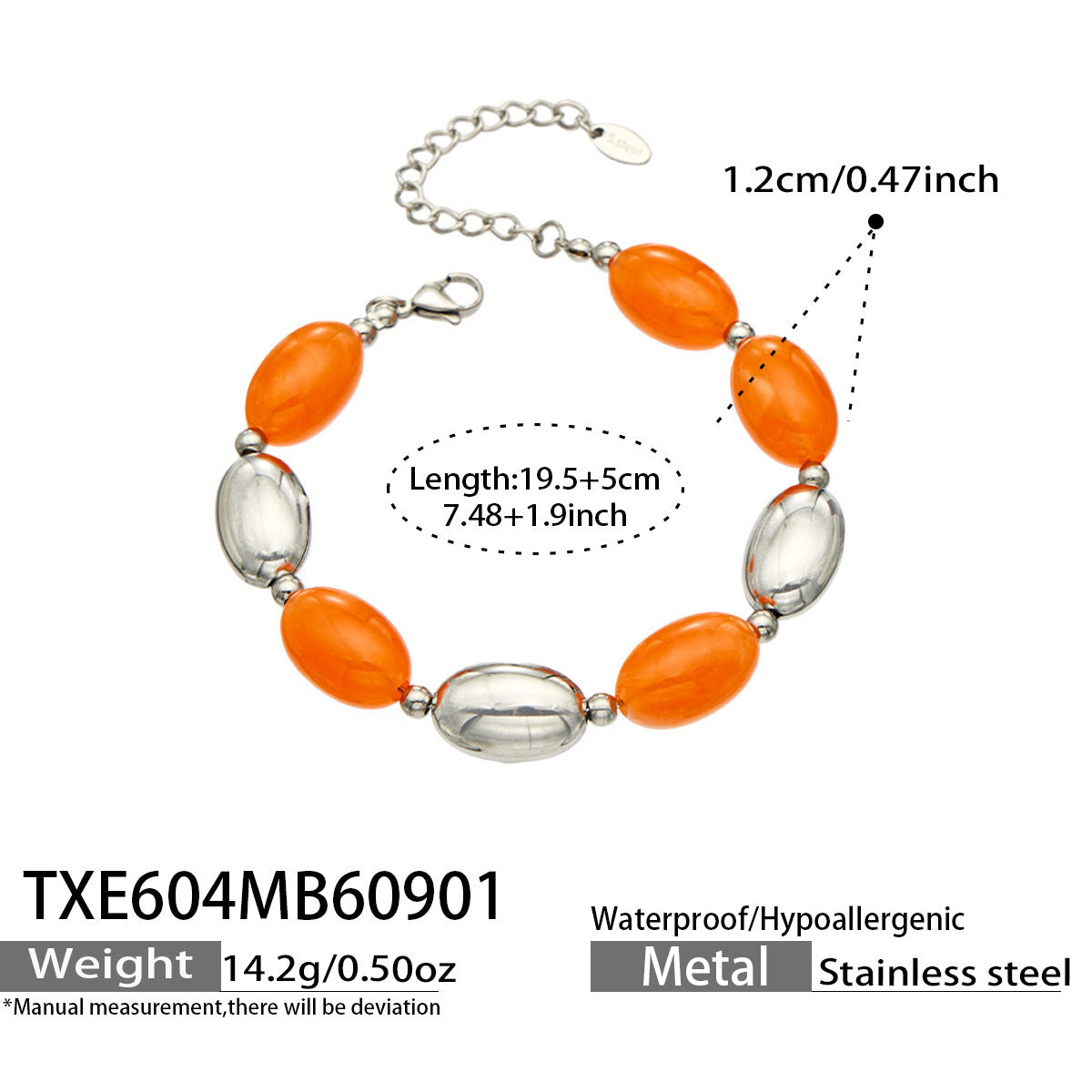B廠【TXP604】歐美跨境多巴胺串珠不銹鋼鍍金項鍊時尚百搭甜美鎖骨鏈手鍊女套裝
 26.09-1
