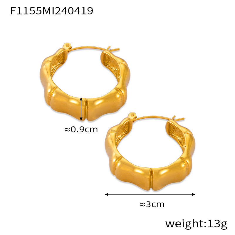 B廠【F1152-F1165】歐美金屬小眾個性百搭耳環C型幾何耳環鈦鋼鍍金設計感耳飾套裝女 24.04-4