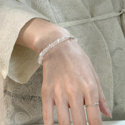 E廠【SB4211】S925純銀韓版小眾白水晶時尚手鍊碎銀子韓國設計感手飾女百搭 25.06-3