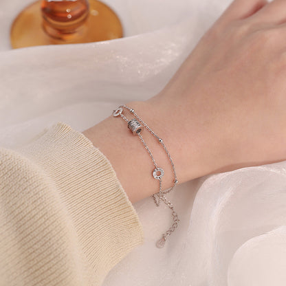 D廠【YC5131SL】S999足銀雙層小蠻腰手鍊氣質輕奢小眾幾何簡約款手飾 25.01-3