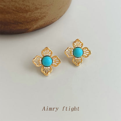 C廠【6983】時尚高級感鏤空蕾絲花邊幾何花瓣耳環925銀針新款爆款耳飾女
 25.10-5