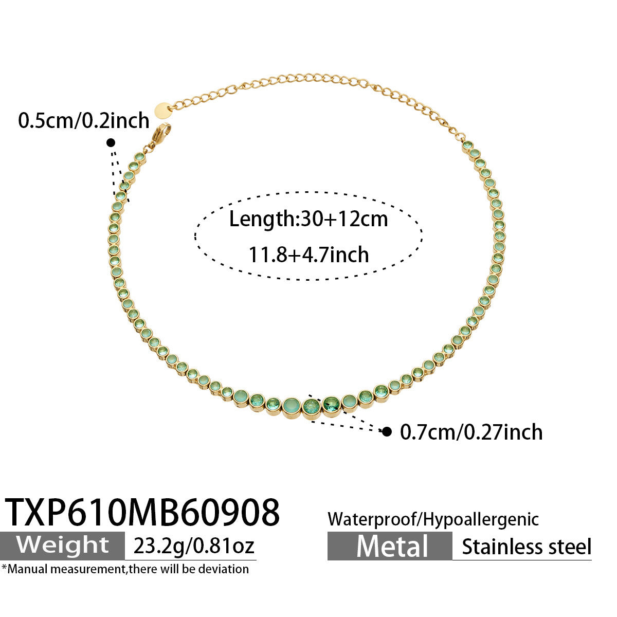 B廠【TXP610】跨境歐美不銹鋼鍍金圓形鋯石項鍊高級感簡約手鍊耳環可疊戴飾品女
 26.09-3