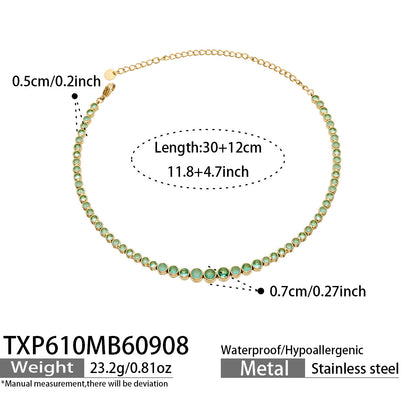 B廠【TXP610】跨境歐美不銹鋼鍍金圓形鋯石項鍊高級感簡約手鍊耳環可疊戴飾品女
 26.09-3