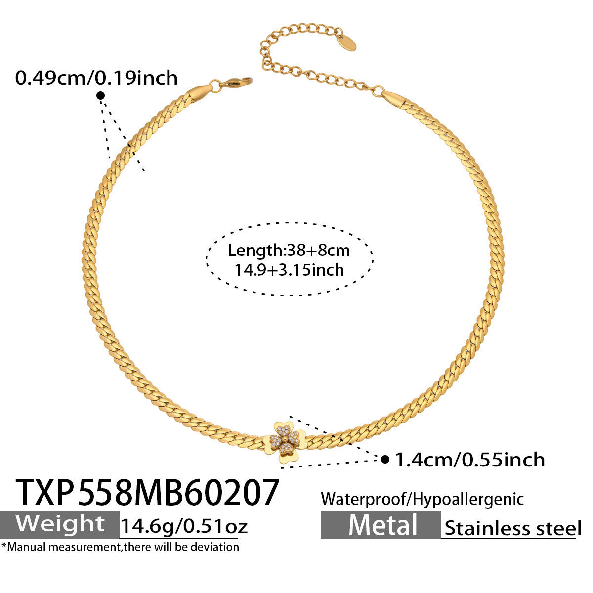 B廠【TXP558】歐美ins冷淡風5A鋯石雙層花朵項鍊手鍊手鍊套組不鏽鋼高級感網紅飾品
 26.03-2