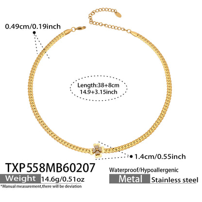 B廠【TXP558】歐美ins冷淡風5A鋯石雙層花朵項鍊手鍊手鍊套組不鏽鋼高級感網紅飾品
 26.03-2