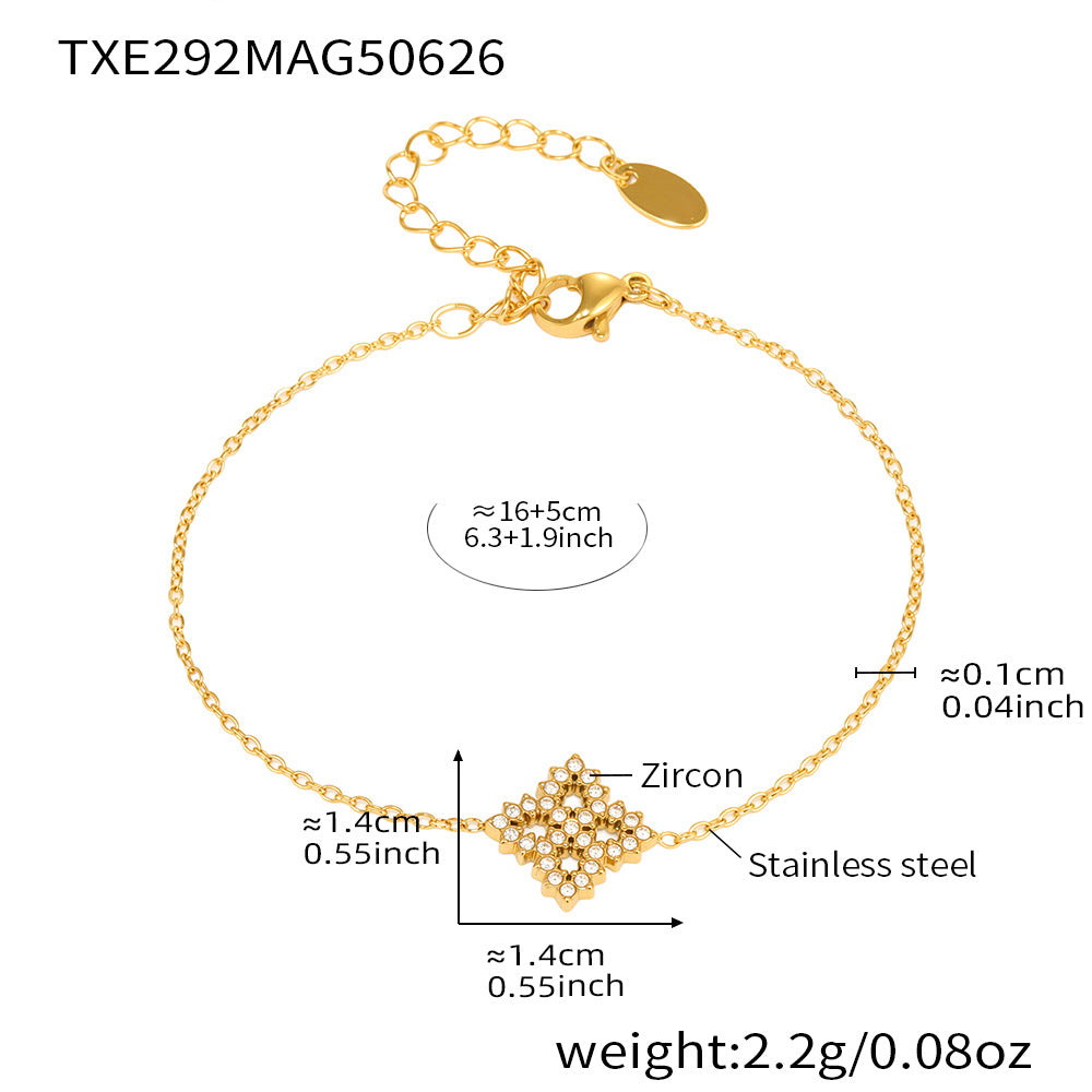 B廠【TXP292】5A鋯石超閃小鑽老花鎖骨項鍊手鍊手鍊套組不銹鋼材質18k鍍真金 25.07-1