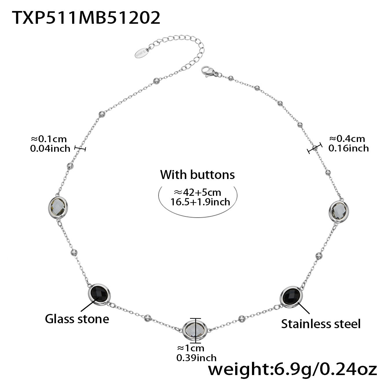B廠【TXP511】不鏽鋼幾何橢圓切面玻璃石包邊項鍊手鍊耳環組鍍18k金跨國首飾
 25.12-2