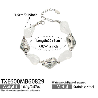 B廠【TXP600】跨境飾品不規則樹脂不銹鋼手鍊小眾撞色ins風輕奢女手鍊項鍊套裝
 26.09-1