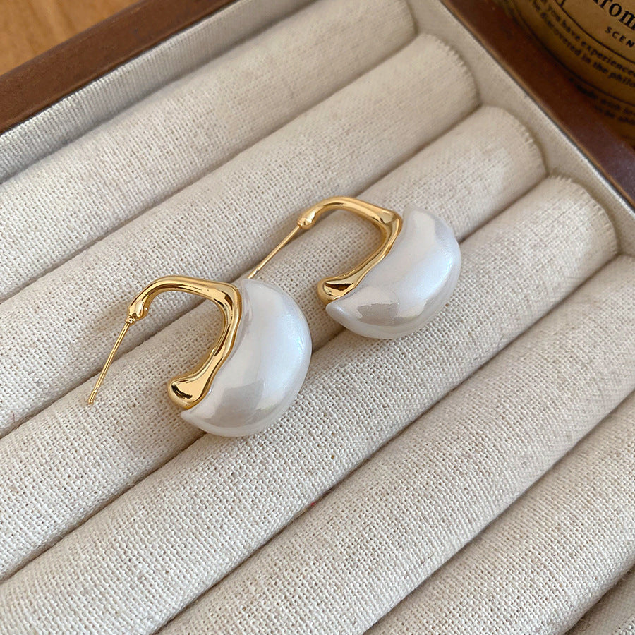 A廠【WE5071】18K真金電鍍925銀針樹脂珍珠耳環美拉德日常百搭耳飾耳環輕奢高級感
 25.11-1