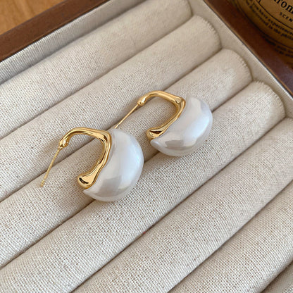 A廠【WE5071】18K真金電鍍925銀針樹脂珍珠耳環美拉德日常百搭耳飾耳環輕奢高級感
 25.11-1