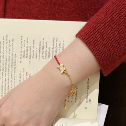 E廠【XDQ0020S】新中式琺瑯蝴蝶手鍊女S925純銀輕奢簡約花朵紅繩氣質手飾
 25.12-3