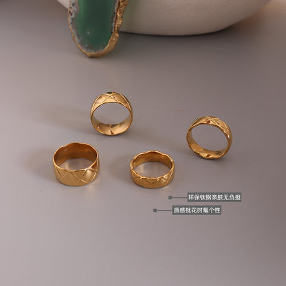 B廠【QA002】歐美ins風ring交叉批花冷淡風戒指 鈦鋼18k金飾品食指戒指環鍍金
 26.03-3