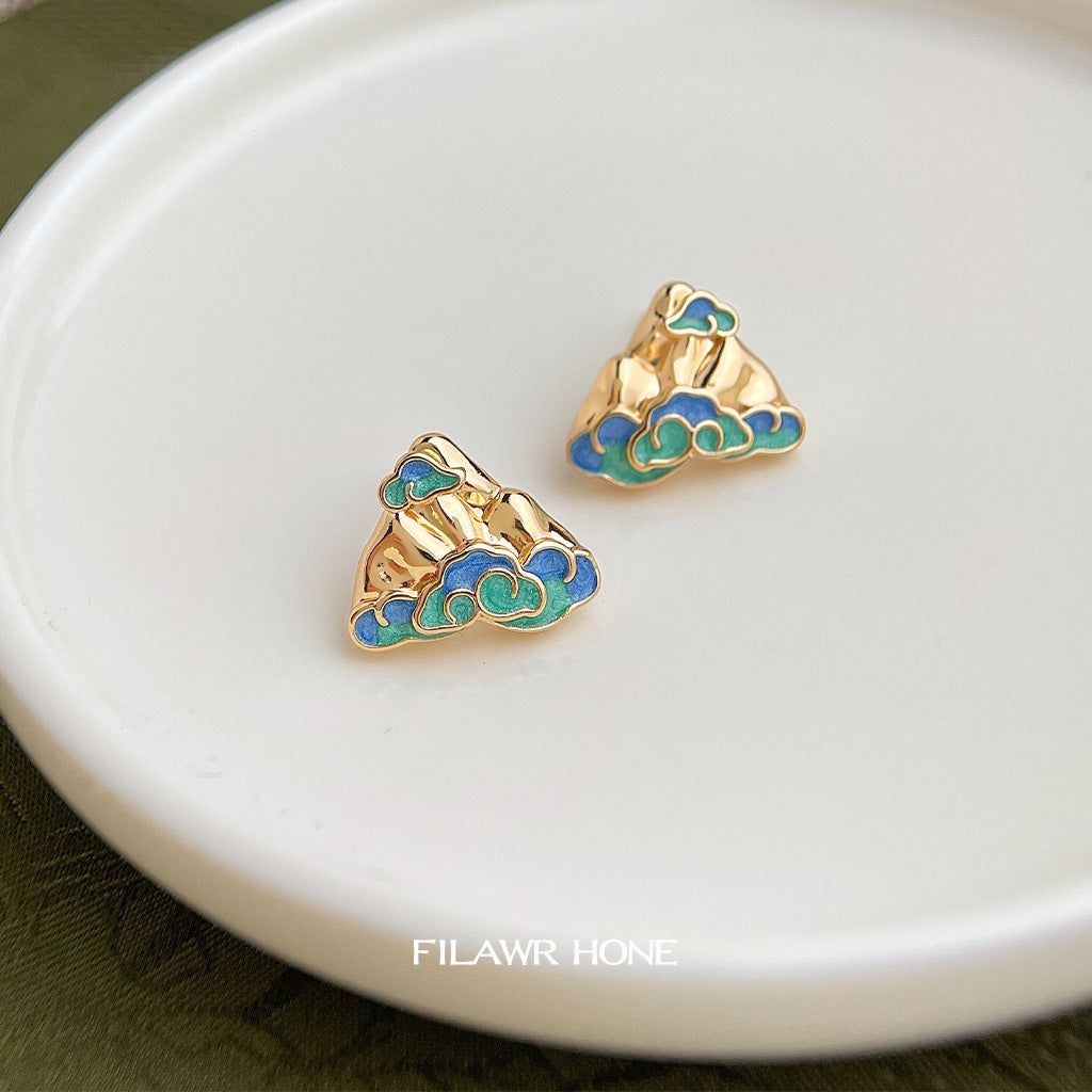 A廠【6930】巫山！原廠~國潮文藝復古新中式新款925銀針彩繪琺瑯滴釉耳飾耳飾
 25.10-3