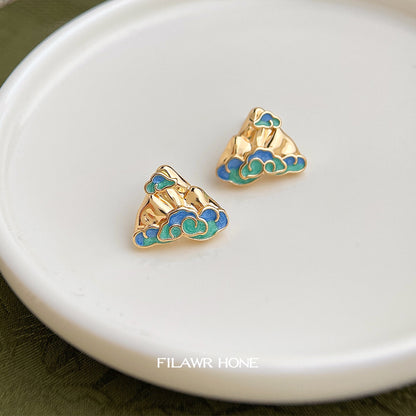 A廠【6930】巫山！原廠~國潮文藝復古新中式新款925銀針彩繪琺瑯滴釉耳飾耳飾
 25.10-3