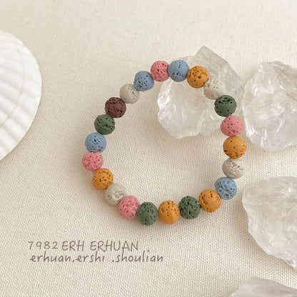 A廠【5612】真的火山石手鍊！春夏新款設計感彩色甜美時尚手飾飾品貨源女 25.02-4