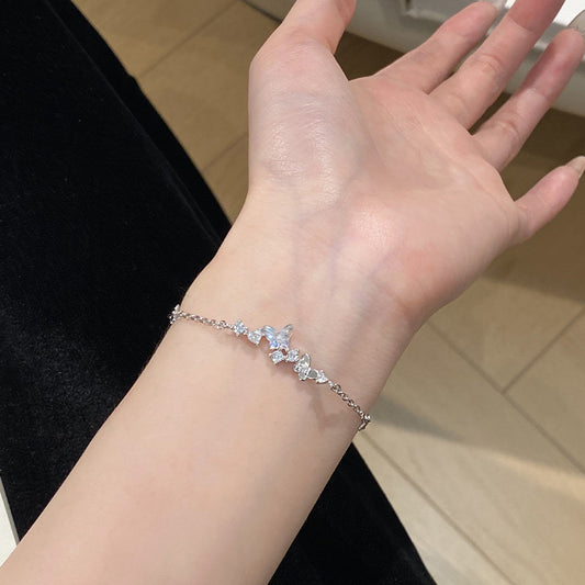 F廠【DQ0498S】輕奢小眾炫彩蝴蝶手鍊女S925純銀精緻設計感鋯石百搭手飾 25.05-3