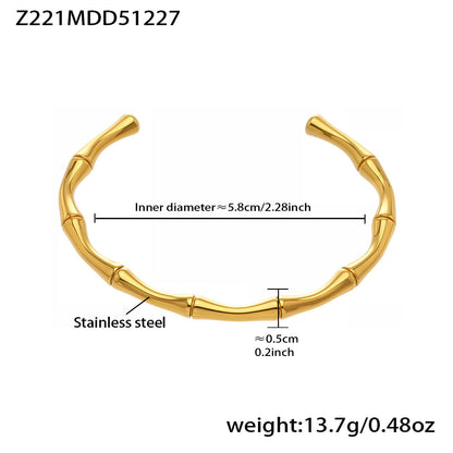 B廠【Z159】跨境熱銷不鏽鋼竹節開口手鐲組合歐美ins個性小眾設計高質感手環
 26.01-1