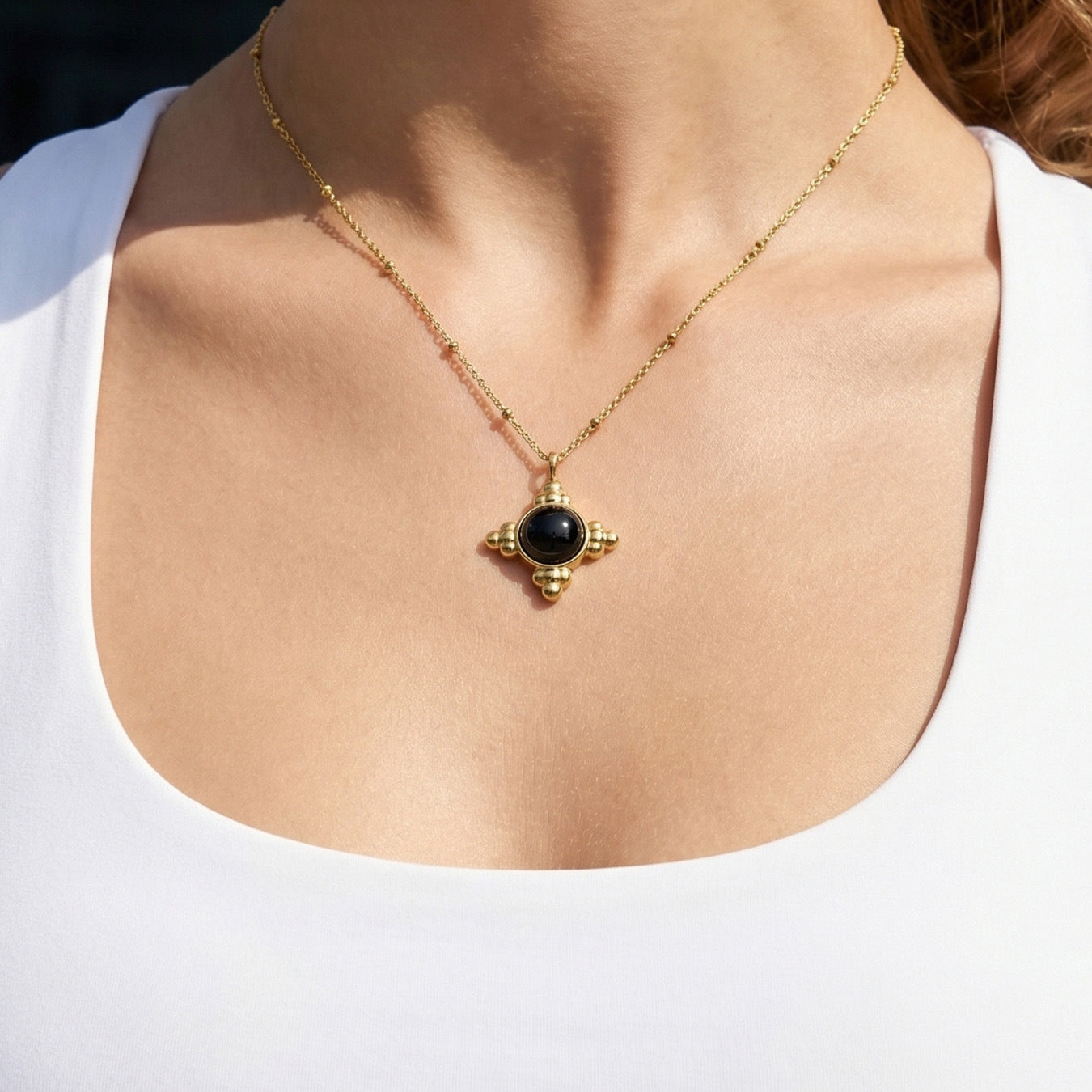 B廠【TXP031】新中式簡約黑瑪瑙吊墜耳環古風新品不銹鋼項鍊小眾設計感飾品套裝
 26.03-3