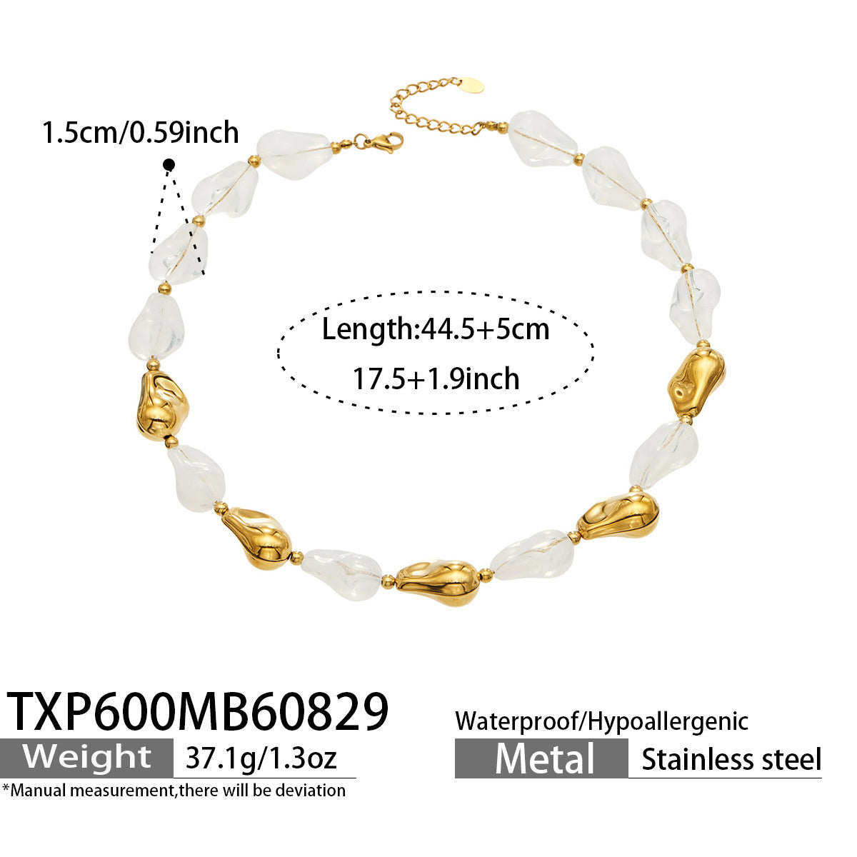 B廠【TXP600】跨境飾品不規則樹脂不銹鋼手鍊小眾撞色ins風輕奢女手鍊項鍊套裝
 26.09-1