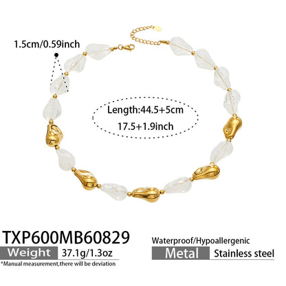 B廠【TXP600】跨境飾品不規則樹脂不銹鋼手鍊小眾撞色ins風輕奢女手鍊項鍊套裝
 26.09-1