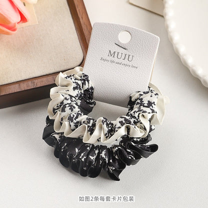 C廠【B014】2條卡裝髮繩韓系花邊小腸髮圈時尚褶皺頭繩條碼髮飾綁馬尾皮筋 25.05-5「C廠-單筆結帳需滿，NT$500出貨(不含運費)」
