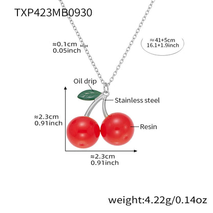 B廠【TXP423】 櫻桃項鍊潮趣水果耳環 ins網紅清新可愛少女時尚珠寶首飾
 25.10-2