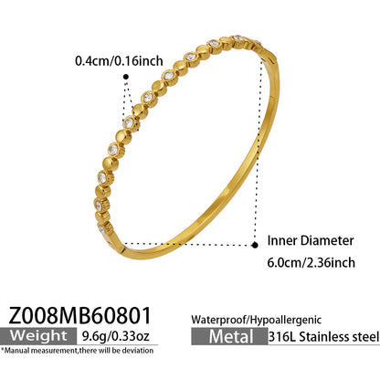 B廠【Z005】新款跨境時尚不鏽鋼鍍18k金 愛心水滴鋯石手鐲女時尚手飾飾品組合
 26.08-1
