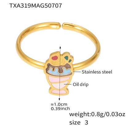 B廠【TXP319】不鏽鋼飾品彩色雪糕小可愛項鍊手鍊耳環戒指組18k金 25.07-3