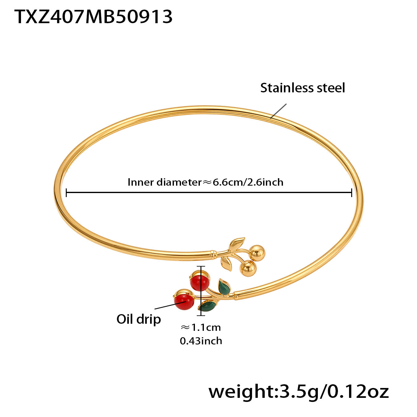 B廠【TXP407】跨境新品不鏽鋼滴油彩色櫻桃吊墜耳環項鍊手鍊戒指手鐲套裝
 25.09-4