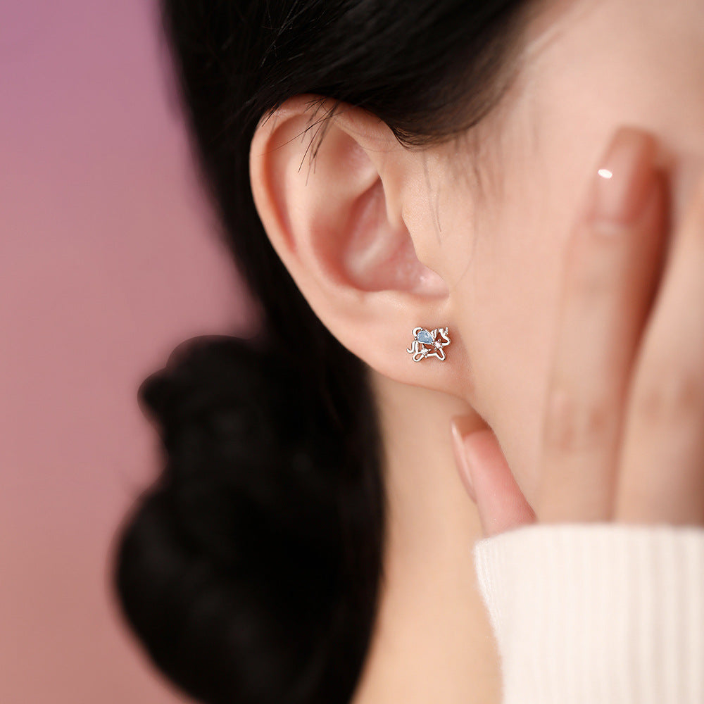 D廠【YC4943E】原創足銀S999彩鋯獨角獸耳環幸運馬可愛溫柔清新本命年耳飾
 25.12-3