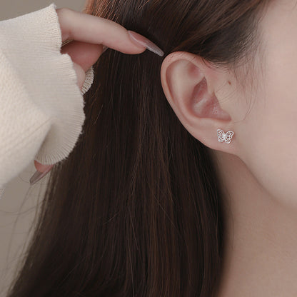 D廠【YC2395E】S999足銀蝴蝶螺絲耳環可愛甜美風小清新氣質小巧精緻耳飾 25.01-4