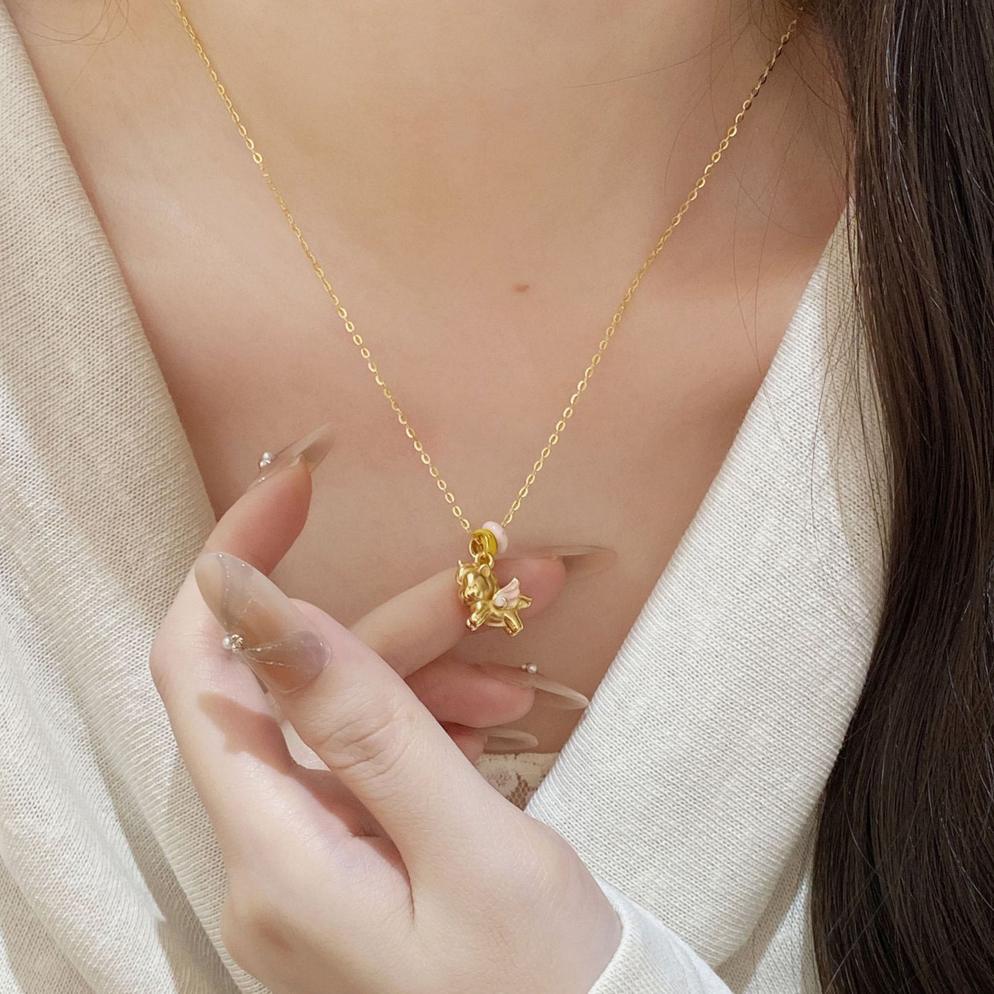 F廠【DQ2244N】S925純銀夢幻獨角獸項鍊女輕奢高級感小飛馬氣質鎖骨鏈潮
 25.11-2