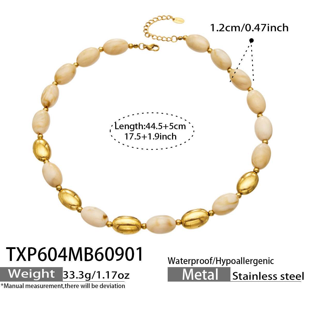 B廠【TXP604】歐美跨境多巴胺串珠不銹鋼鍍金項鍊時尚百搭甜美鎖骨鏈手鍊女套裝
 26.09-1