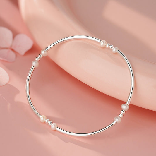 D廠【YC4711SL】足銀S999簡約圓珠珠珍珠手鍊女秋冬新款法式復古優雅溫柔手飾
 25.11-4