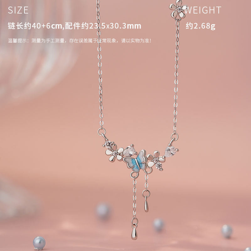 E廠【YC1116N】原創S999足銀花蝶語系列套裝設計感新款文藝森系鎖骨鏈 25.04-3