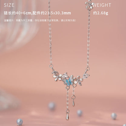 E廠【YC1116N】原創S999足銀花蝶語系列套裝設計感新款文藝森系鎖骨鏈 25.04-3