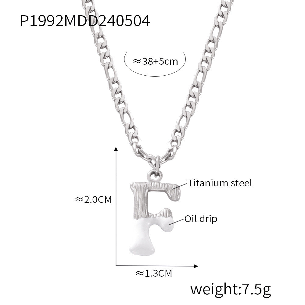 B廠【P1992】歐美簡約輕奢鈦鋼26字母項鍊小眾百搭不掉色項鍊彩色滴油飾品 24.05-2