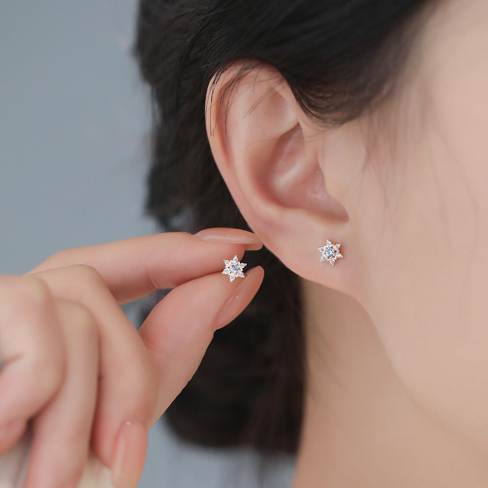 D廠【YC9912E】原創足銀S999雪花耳環聖誕主題甜美個性韓風少女心養耳洞耳飾
 25.12-1