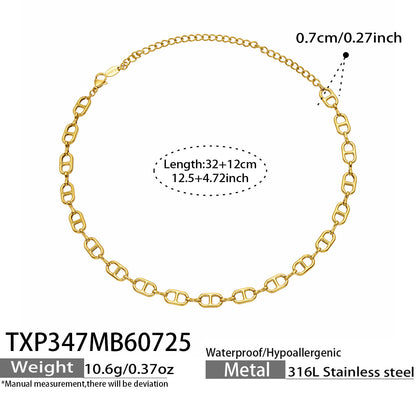 B廠【TXP347】跨國高級感輕奢不銹鋼鍍18k金 日字鏈條項鍊項鍊女裝飾品首飾套裝
 26.07-5