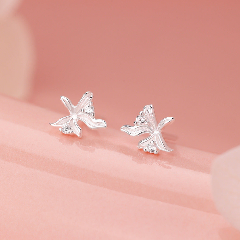 D廠【YC3259E】足銀S999高級感甜美蘭花耳環女清新森系韓風氣質小眾精緻耳飾
 26.01-2