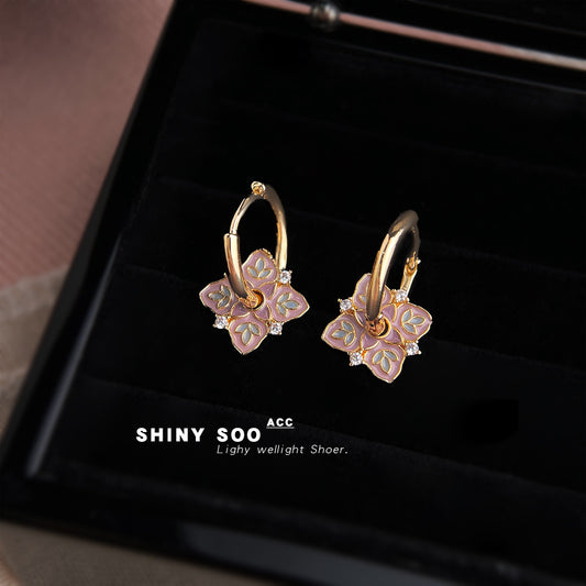 A廠【7376】琺瑯滴釉微鑲鋯石國潮新中式文藝復古時尚高級感耳環紋樣耳飾
 26.01-4