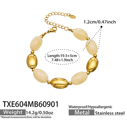 B廠【TXP604】歐美跨境多巴胺串珠不銹鋼鍍金項鍊時尚百搭甜美鎖骨鏈手鍊女套裝
 26.09-1