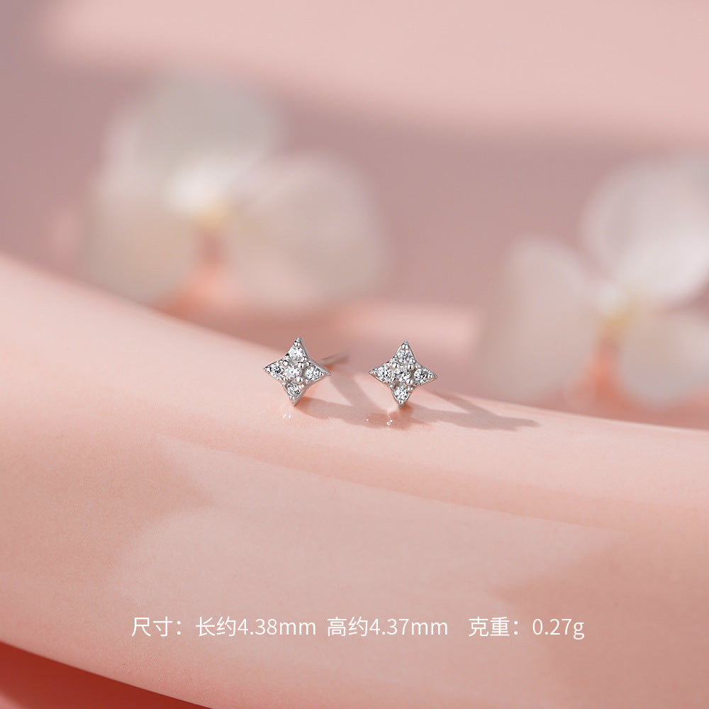 D廠【YC2444E】足銀S999四芒星耳環時尚精緻微鑲氣質輕奢小眾養耳洞耳飾
 26.03-1