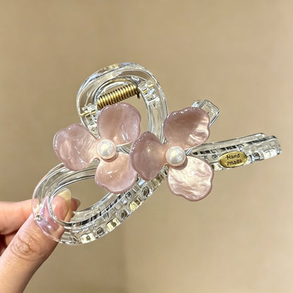 C廠【X546】花朵抓夾2026新款高級感髮夾後腦勺半紮盤髮小眾設計感精緻鯊魚夾 26.07-1「C廠-單筆結帳需滿，NT$500出貨(不含運費)」
