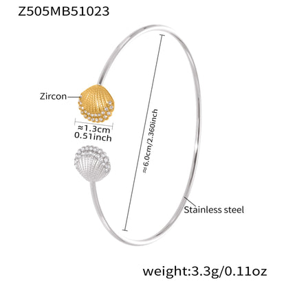 B廠【Z503】超閃5A鋯石鋼珠開口彈力繩手鐲不鏽鋼材質鍍18k真金不掉色
 25.10-5