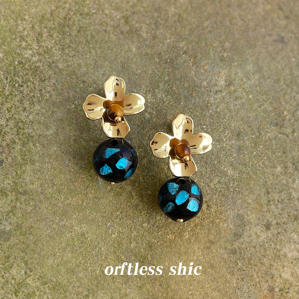 A廠【6926】原創設計文藝復古手工琉璃耳環中古風新款耳環氣質高級感耳環
 25.10-3