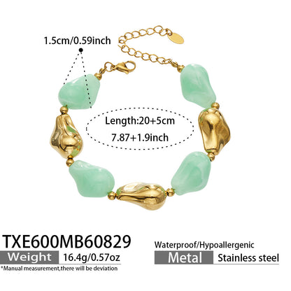 B廠【TXP600】跨境飾品不規則樹脂不銹鋼手鍊小眾撞色ins風輕奢女手鍊項鍊套裝
 26.09-1