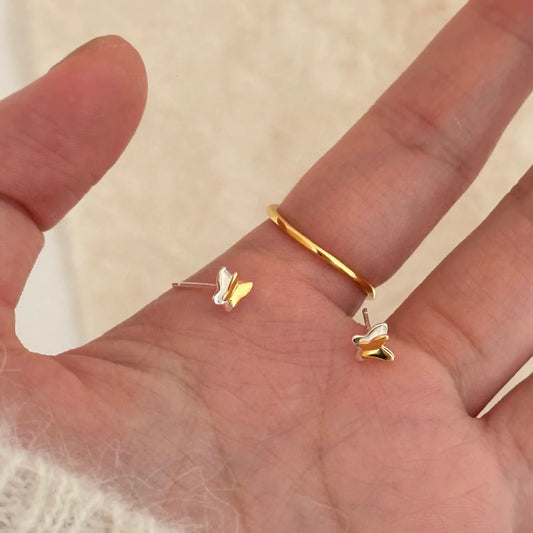 E廠【XDQ10603E】簡約小清新立體雙層蝴蝶耳環女S925純銀森系甜美高級感耳飾潮
 26.03-4