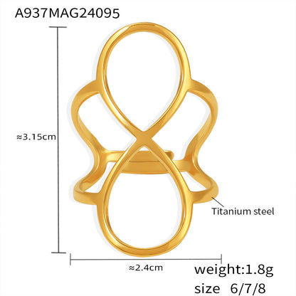 B廠【A937】歐美小眾可調8字開口戒指跨國新款不透鋼材質PVD電鍍個性手飾品 24.10-1